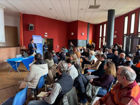 Fernando Torres, Carlos Barrau, Isaac Claver y Patricia Rivera esta mañana en Castejón del Puente