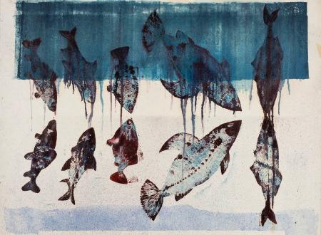 Sin título. Serie Cuaderno de peces, 2016. Mixta sobre papel. Colección Carrera Blecua. Foto Javier Broto Hernando