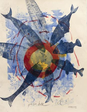 Pesebre el “o”. Serie Mediterráneo, 2015. Mixta sobre papel. Colección Carrera Blecua