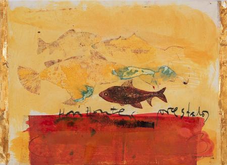 Horizontes prestados. Serie Mediterráneo, 2016. Mixta sobre papel. Colección Carrera Blecua. Foto Javier Broto Hernando