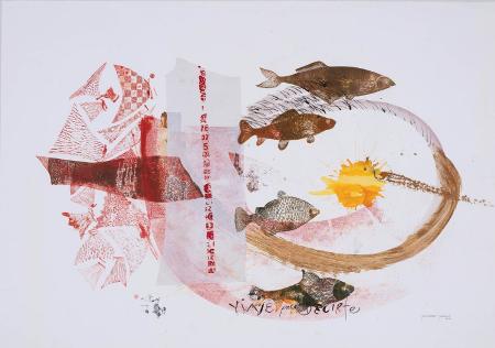 Viaje para decirte. Serie Mediterráneo, 2017. Mixta sobre papel. Colección Carrera Blecua. Foto Javier Broto Hernando