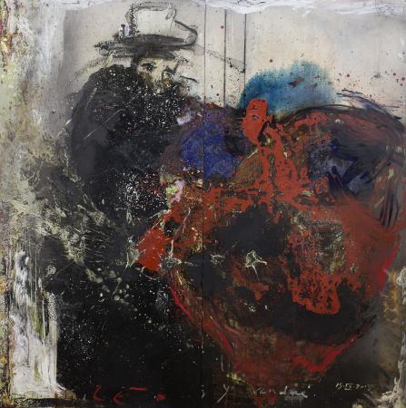 Con Leo, y yo vendré, 2015. Mixta sobre tela. Colección Carrera Blecua