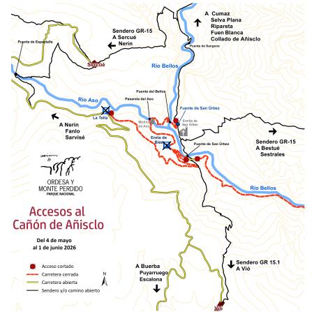 Imagen Sector Añisclo: Accesos cerrados por obras del 4 de mayo al 1 de junio...